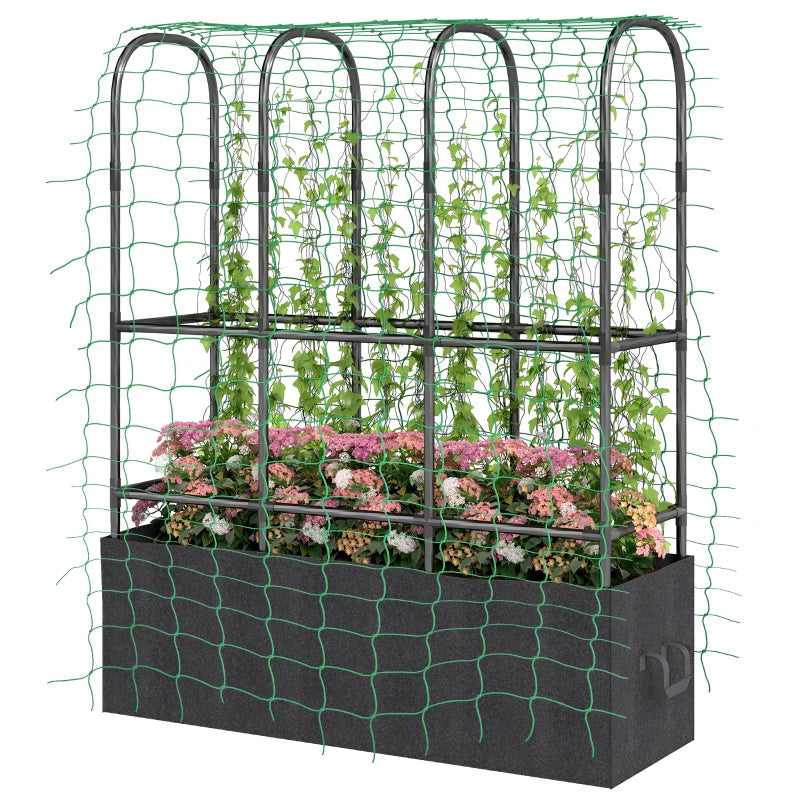 Raised Garden Bed with Trellis, Tomato Cage with 52.8 Gal Grow Bag, Garden Cucumber Trellis Plant Cage