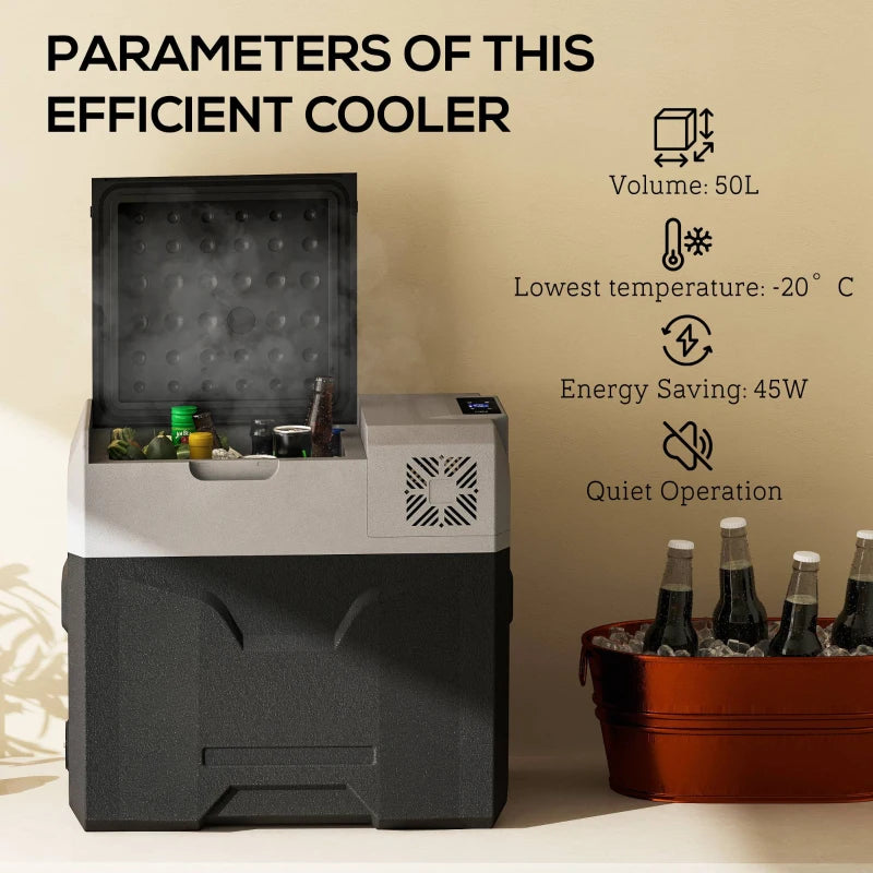 50 Liter Car Refrigerator Portable Freezer 12/24V Electric Cooler Box for Camping, Travel, Picnic, Down to -20℃