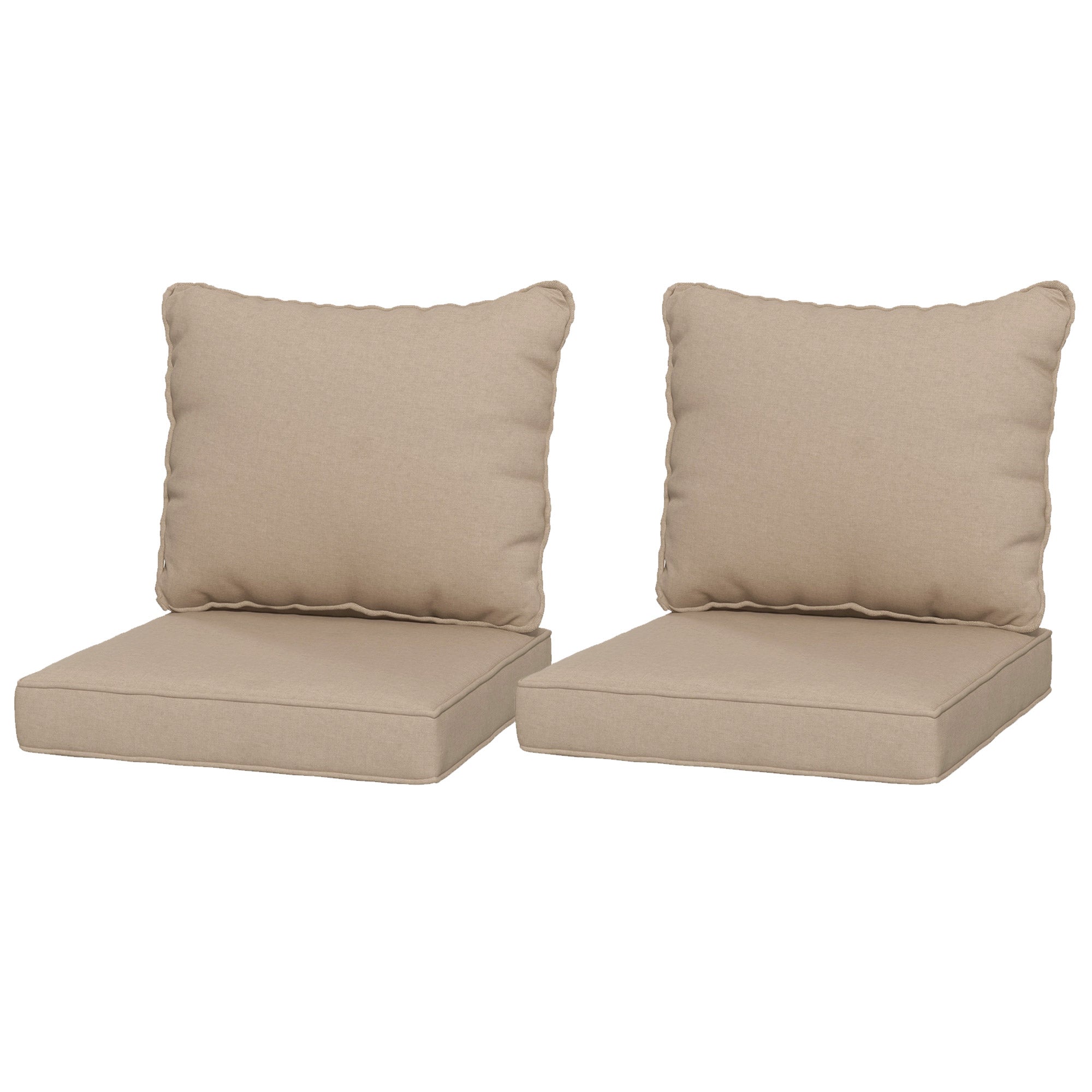 Outsunny 4-Piece Seat Cushion Pillows Replacement, Patio Chair Cushions Set with Back for Indoor Outdoor, Beige 