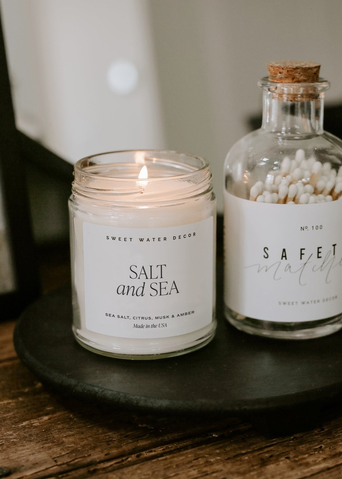 Wood Pedestal Stand - Black 