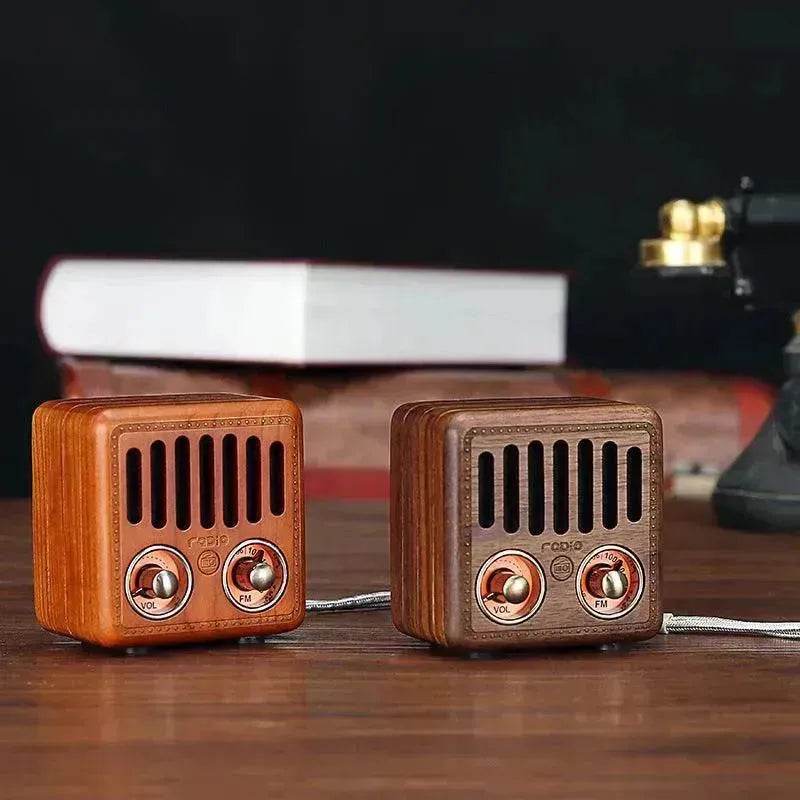 Wooden Bluetooth Speakers Retro Solid Wooden Audio With Radio Card 