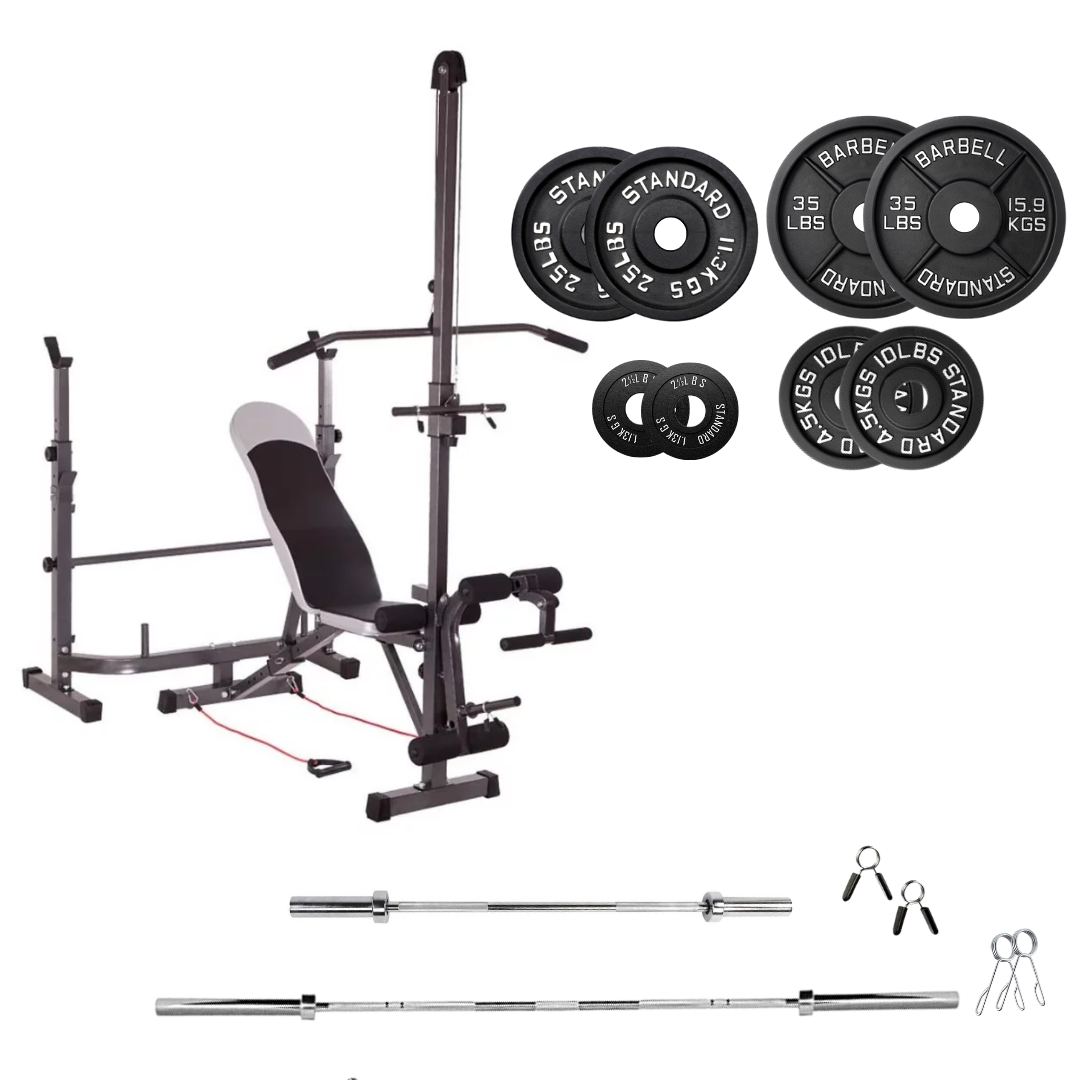 Adjustable Workout Bench with Weight Sets 