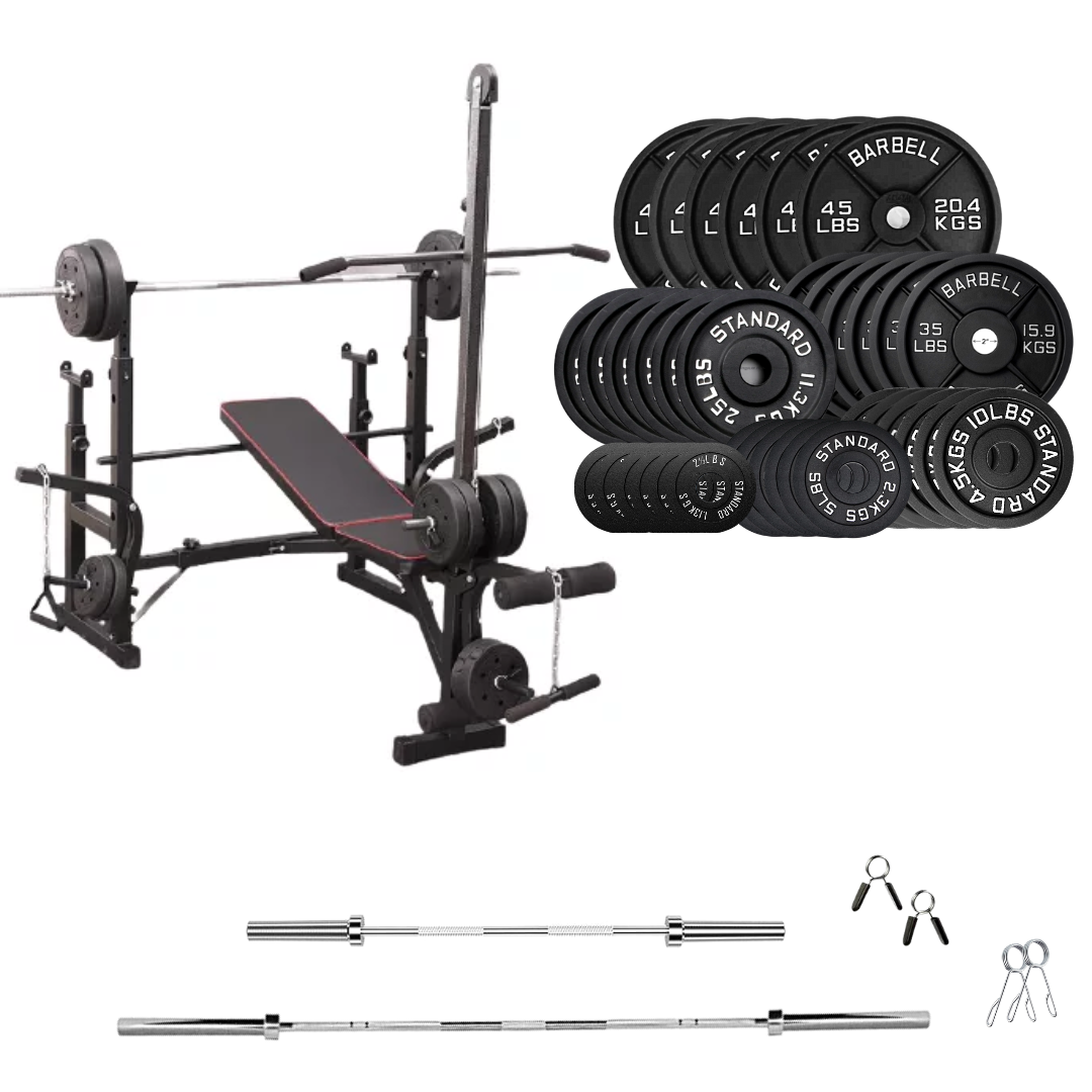 Adjustable Workout Bench with Weight Sets 