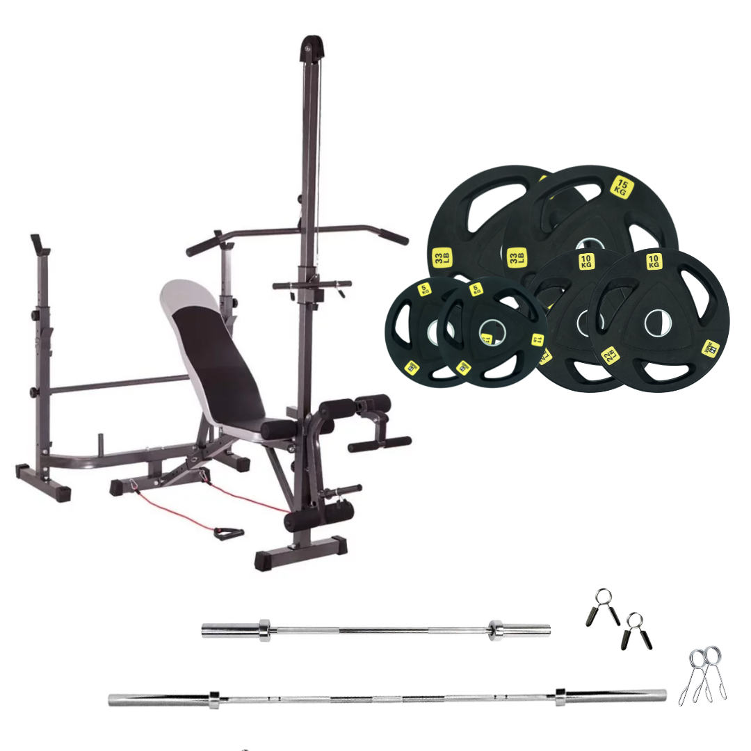 Adjustable Workout Bench with Weight Sets 