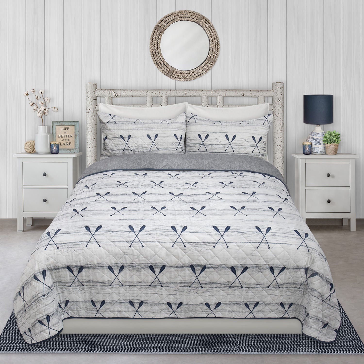 Wov Printed Quilt Bedding Set 3 Piece King Paddles 