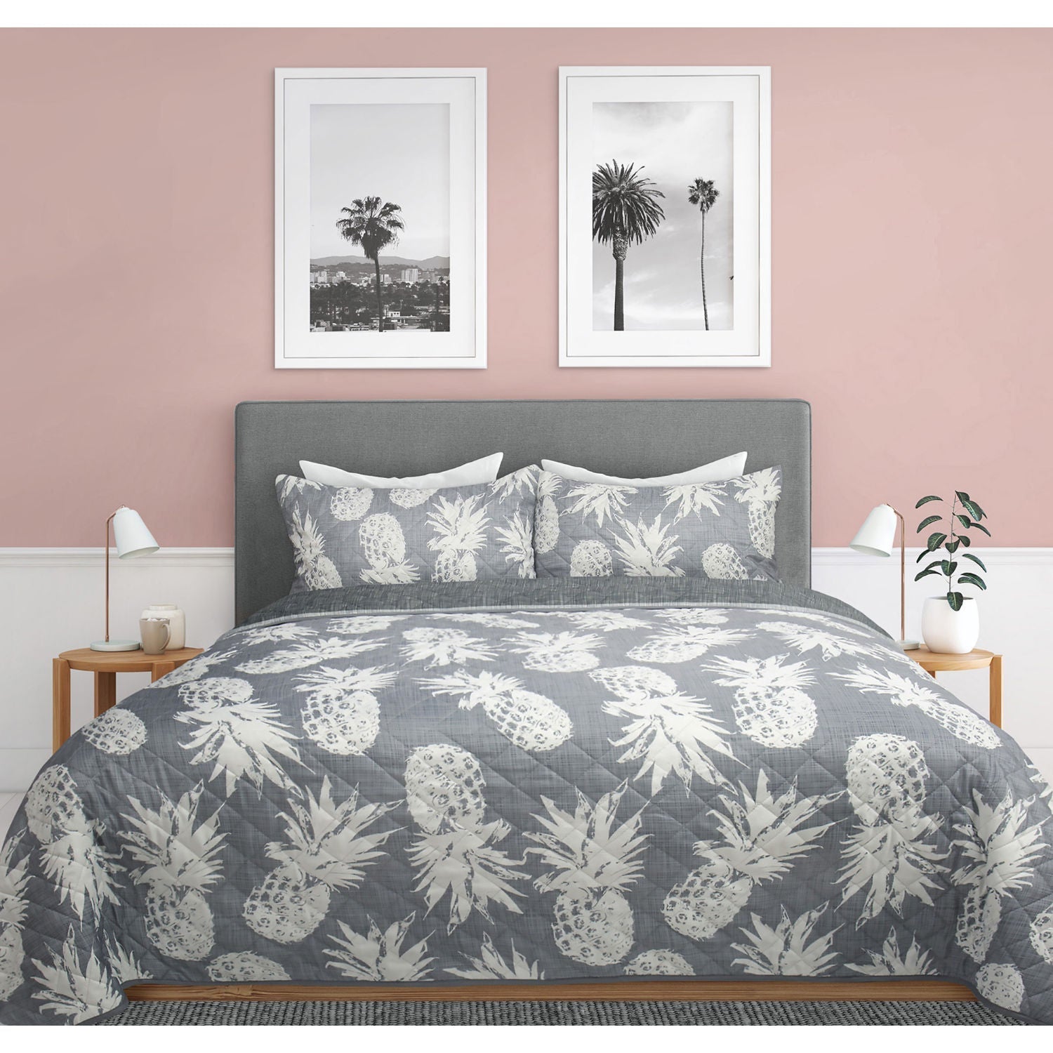Wov Printed Quilt Bedding Set 3 Piece King Pineapples 