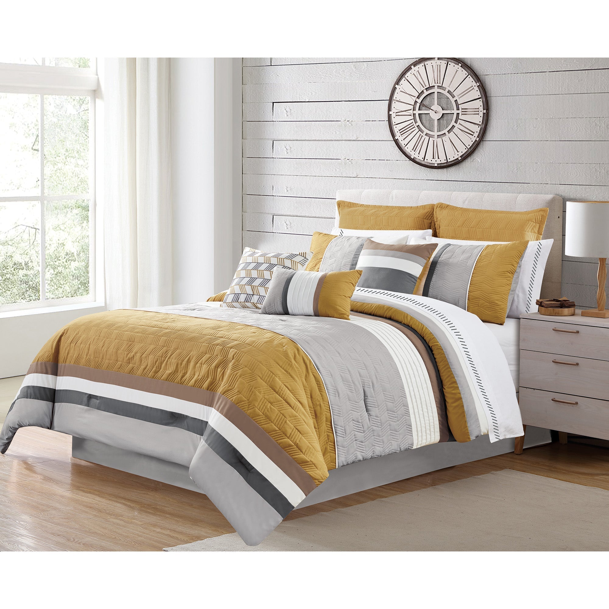 Woven Comforter Bedding Set 7Pcs D Brandon 