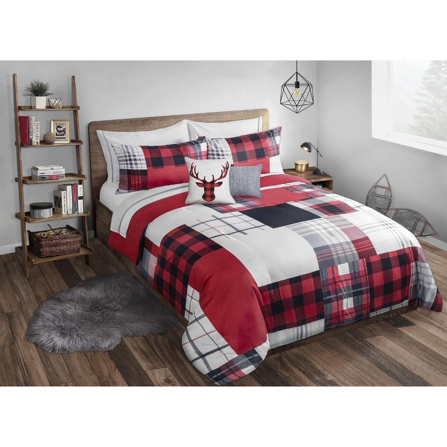Woven  Printed Comforter Bedding Set King Rustic Patchwork 