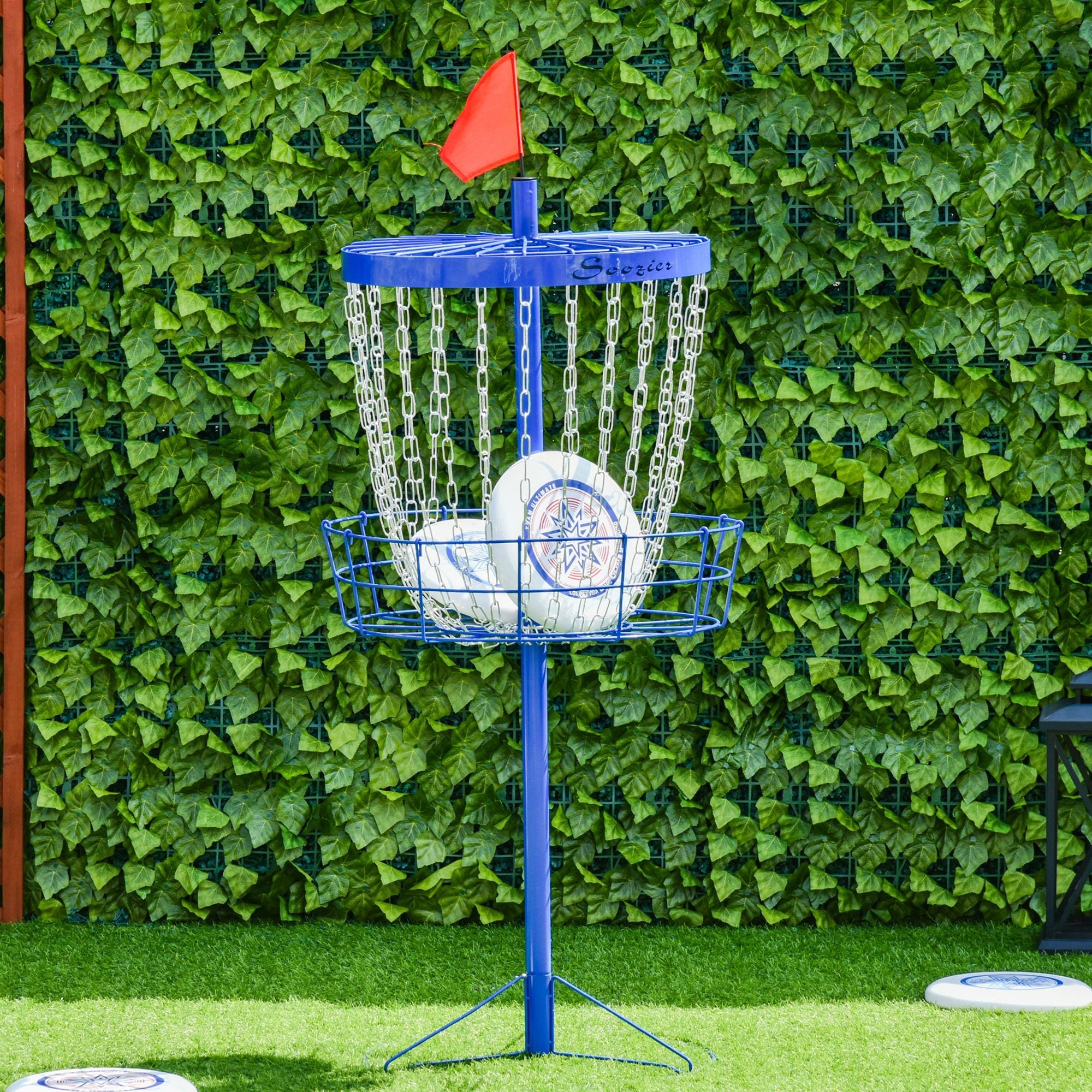 Soozier 24-Chain Portable Practice Basket for Disc Golf Target Stand Easy Assembly & Lightweight Basket w/ Carry Bag, Deep Blue 