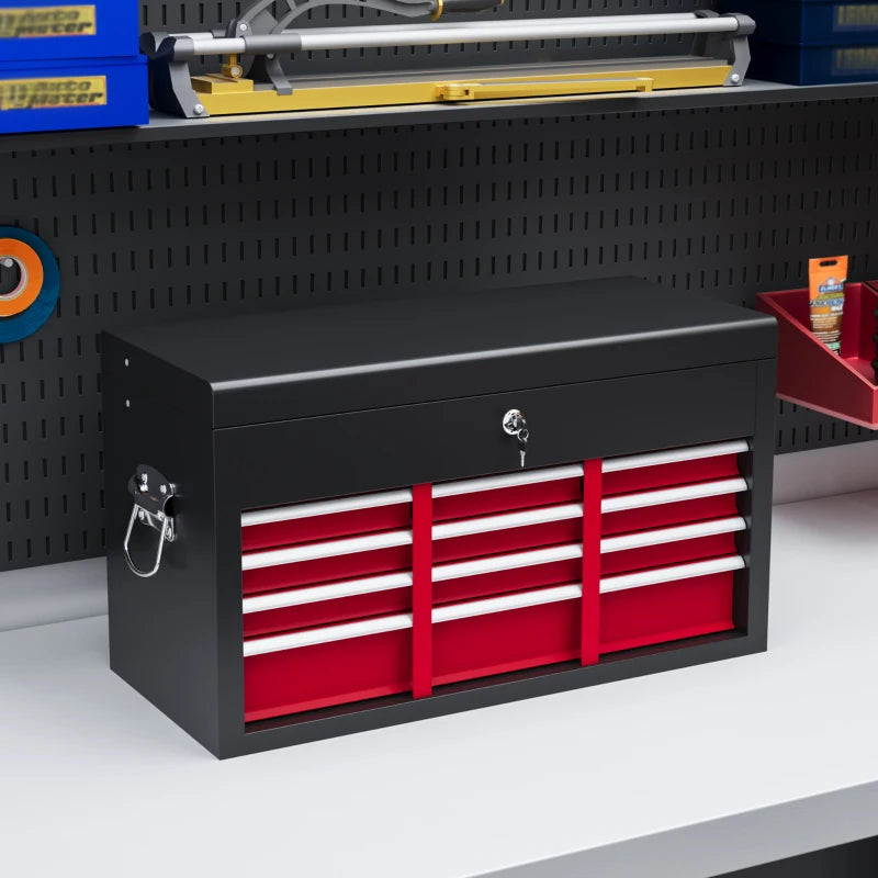 6 Drawer 24" Portable Tool Box with Top Case, Ball Bearing Slides, Metal Tool Chest for Garage, Household and Warehouse