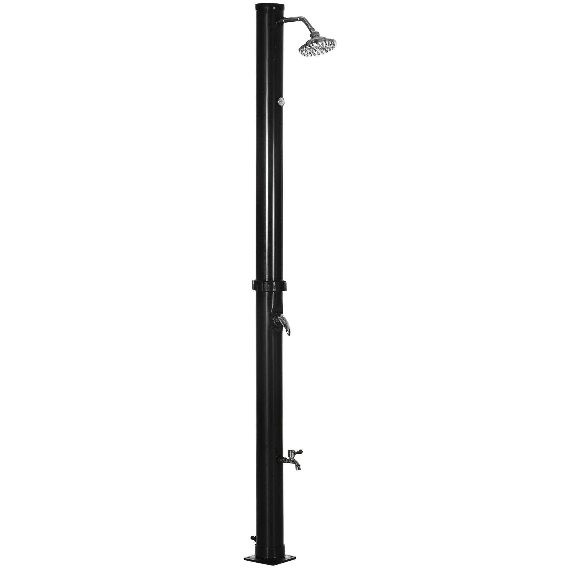 Outsunny Solar Heated Outdoor Shower 7.3FT 5.3 Gallon with Shower Head Foot Rinse Temperature Display Black 