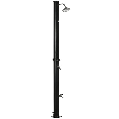 Outsunny Solar Heated Outdoor Shower 7.3FT 5.3 Gallon with Shower Head Foot Rinse Temperature Display Black 