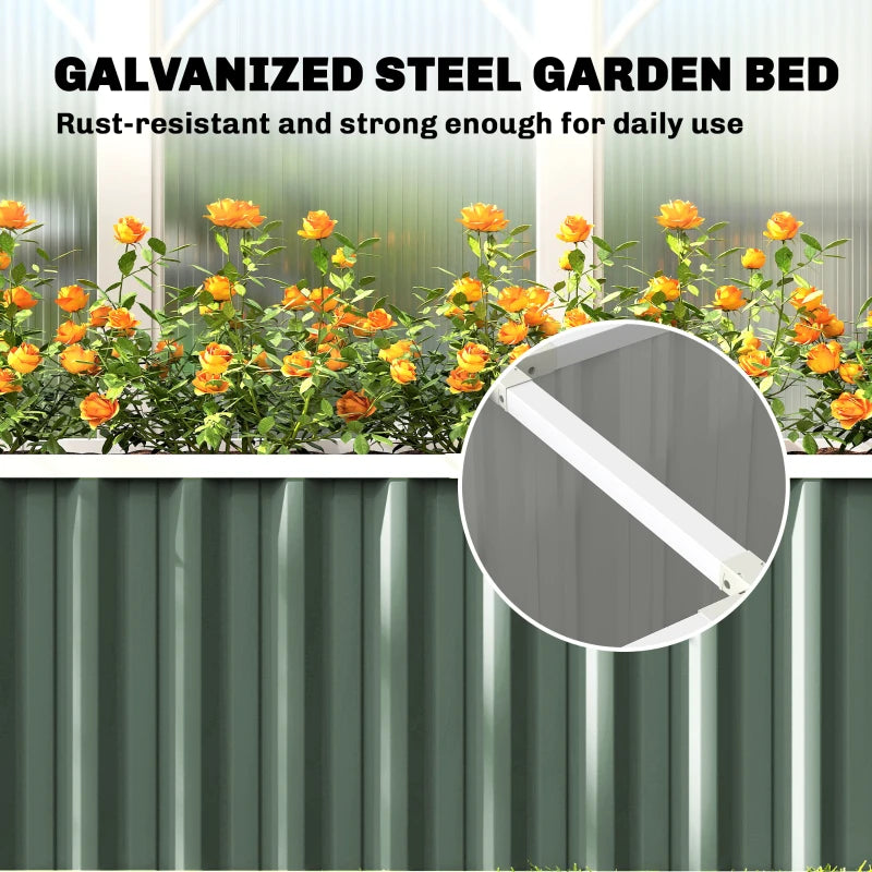 Galvanized Raised Garden Bed, Deep Rot Planter Box, Outdoor Garden Bed with Plant Labels, 7' x 2' x 2', Light Green