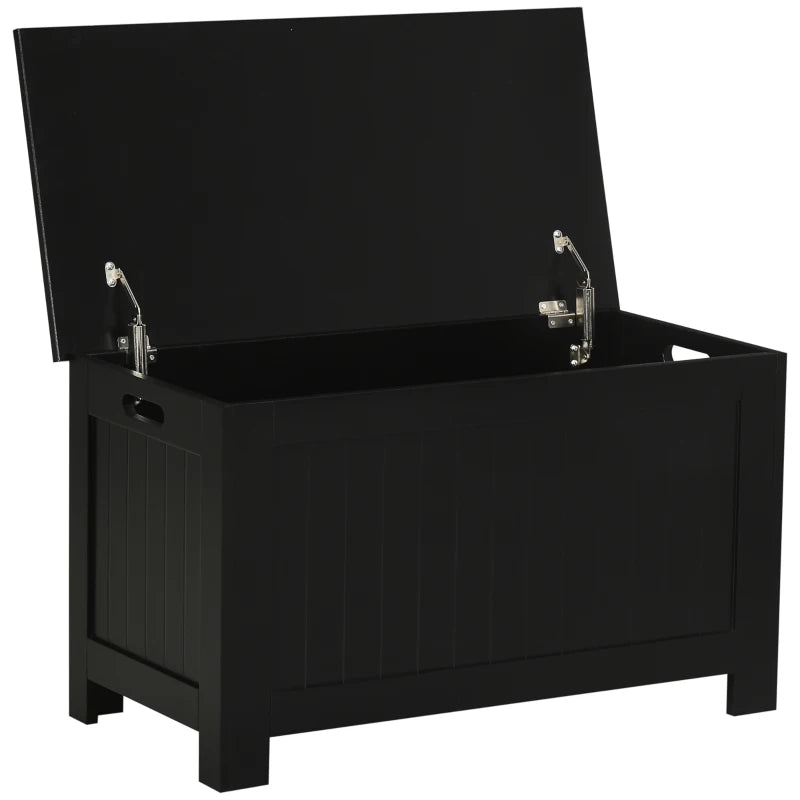 Large Storage Box Storage Trunk Cabinet Container with Lid and 2 Safety Hinges, Black