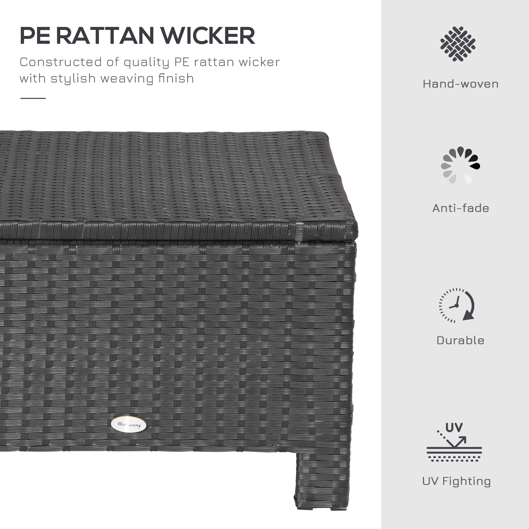 Outsunny Rattan Ottoman Outdoor Wicker Footrest with Cushion Metal Frame for Garden Poolside Cream White 