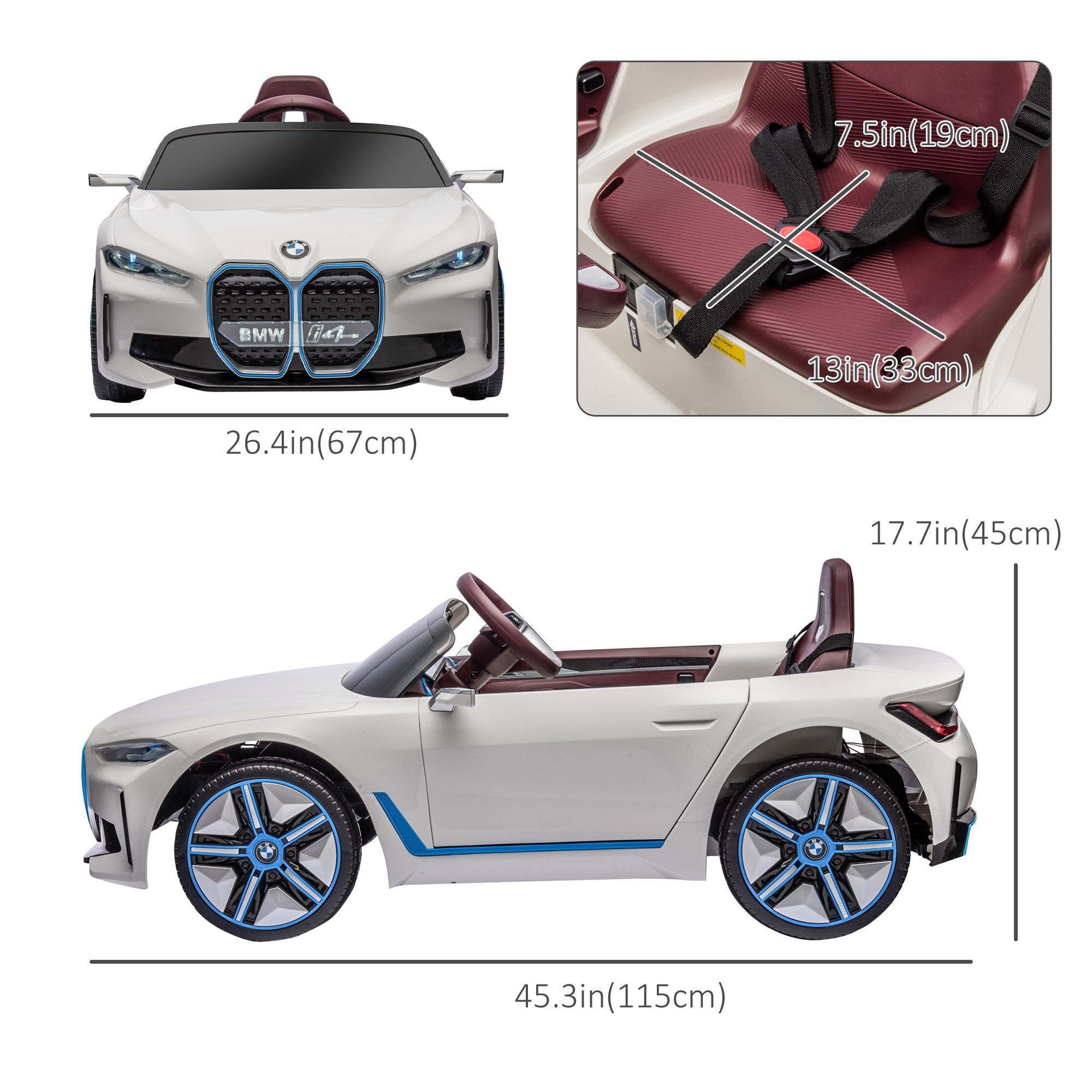 Aosom 12V Electric Ride on Car with Remote Control, 3.1 MPH Kids Ride-on Toy for Boys and Girls with Portable Battery, White 