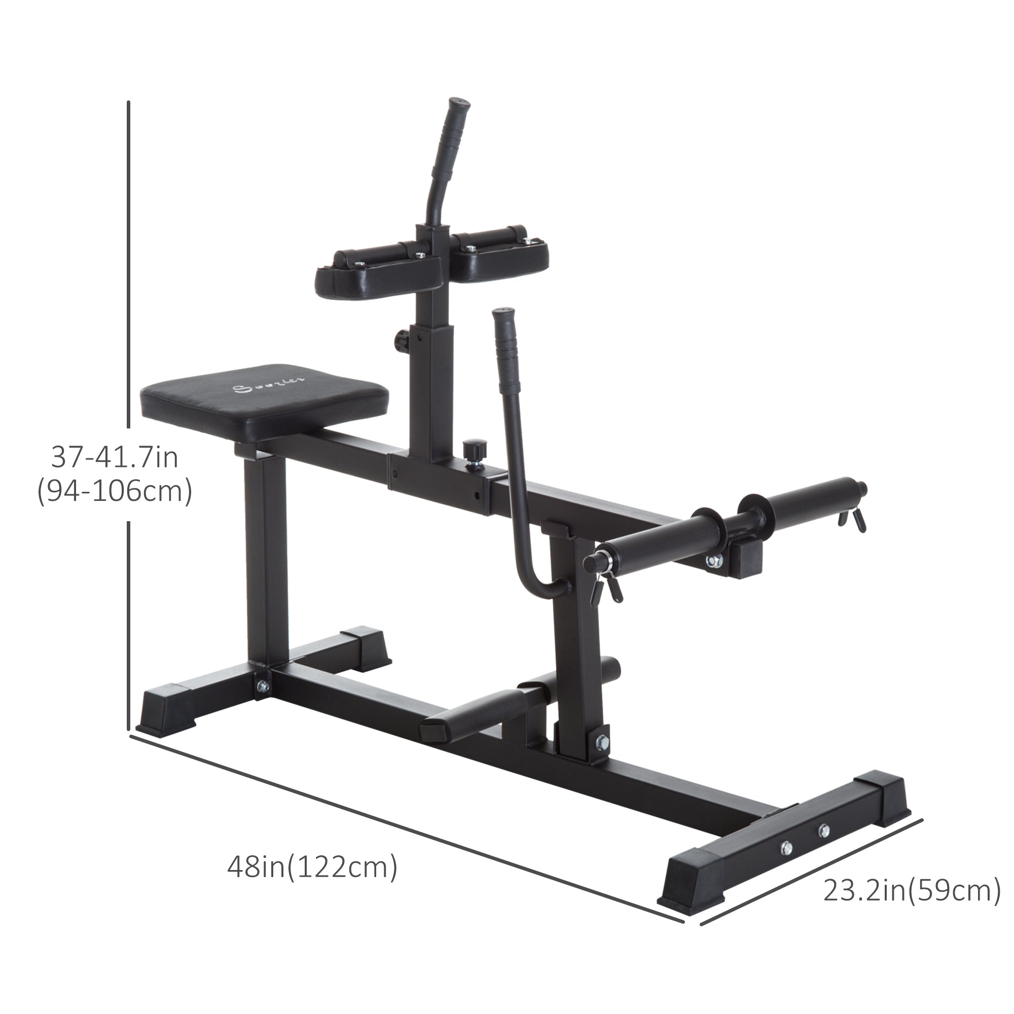 Soozier Adjustable Seated Calf Raise Machine Steel Leg Press Strength Training Gym Equipment Legs Waist Arms Black 