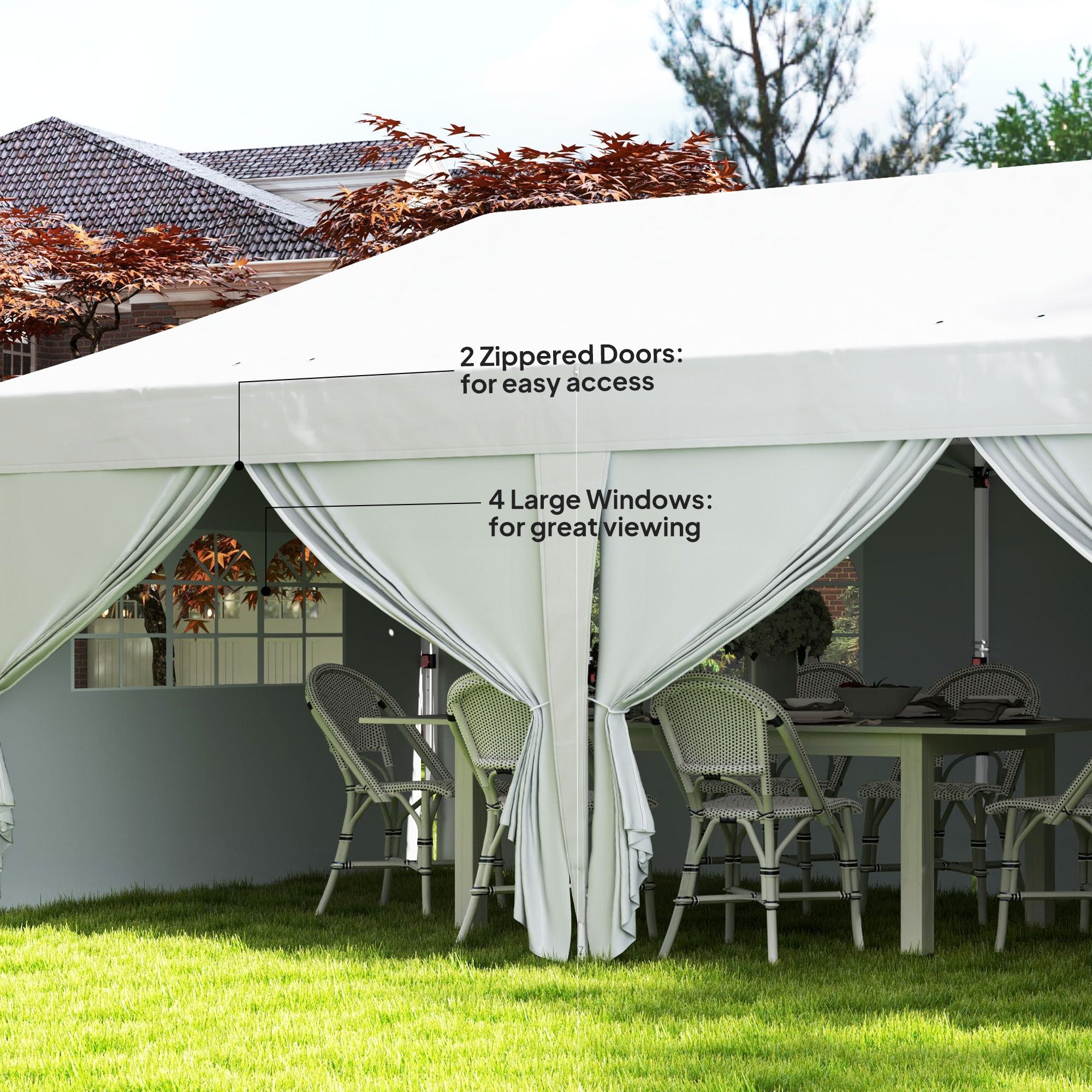 Outsunny 10' x 20' Pop Up Canopy Tent Outdoor Portable Easy Up Party Tent Garden Shade Shelter with Walls Carrying Bag, White 