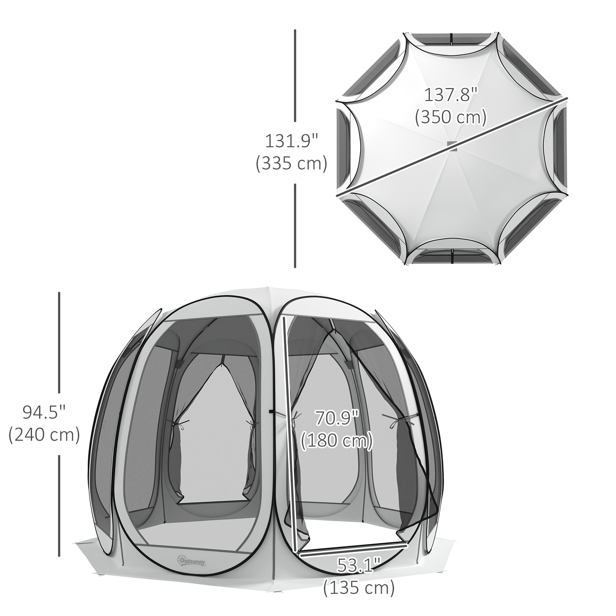 Outsunny 11' x 11.5' Screen Tent, Pop Up Camping Gazebo with Portable Carry Bag and 2 Doors, Cream White 