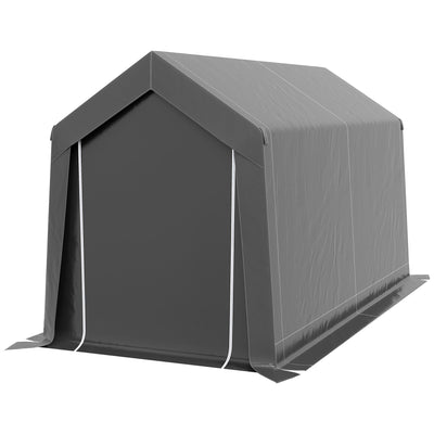 Outsunny 7' x 12' Outdoor Storage Shed Portable Garage with Roll-up Door for Motorcycle, Bike, Garden Tools, Dark Grey 