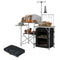 Camping Kitchen Table, Aluminum Folding Camping Table with Storage Organizer, Windshield, Light Stand, Bag, Silver