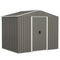 8' x 6' Outdoor Storage Shed, Metal Garden Tool Storage House with Lockable Sliding Doors and Vents for Backyard Patio Lawn, Light Grey