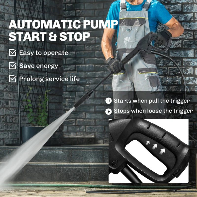 Outsunny Electric Pressure Washer – 2176 PSI High Pressure Power Washer with Adjustable Nozzle