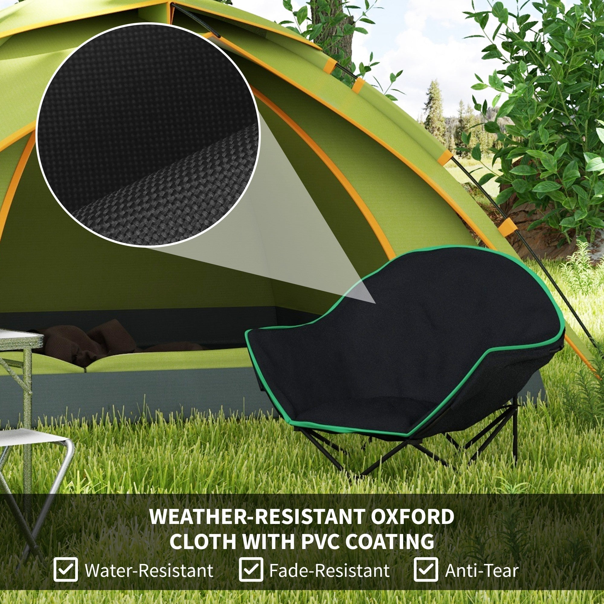 Outsunny Portable Fishing Chair: Foldable, with Carry Bag & Adjustable Footrest, Ideal for Outdoor, Beach, Picnic, Hiking, Black 