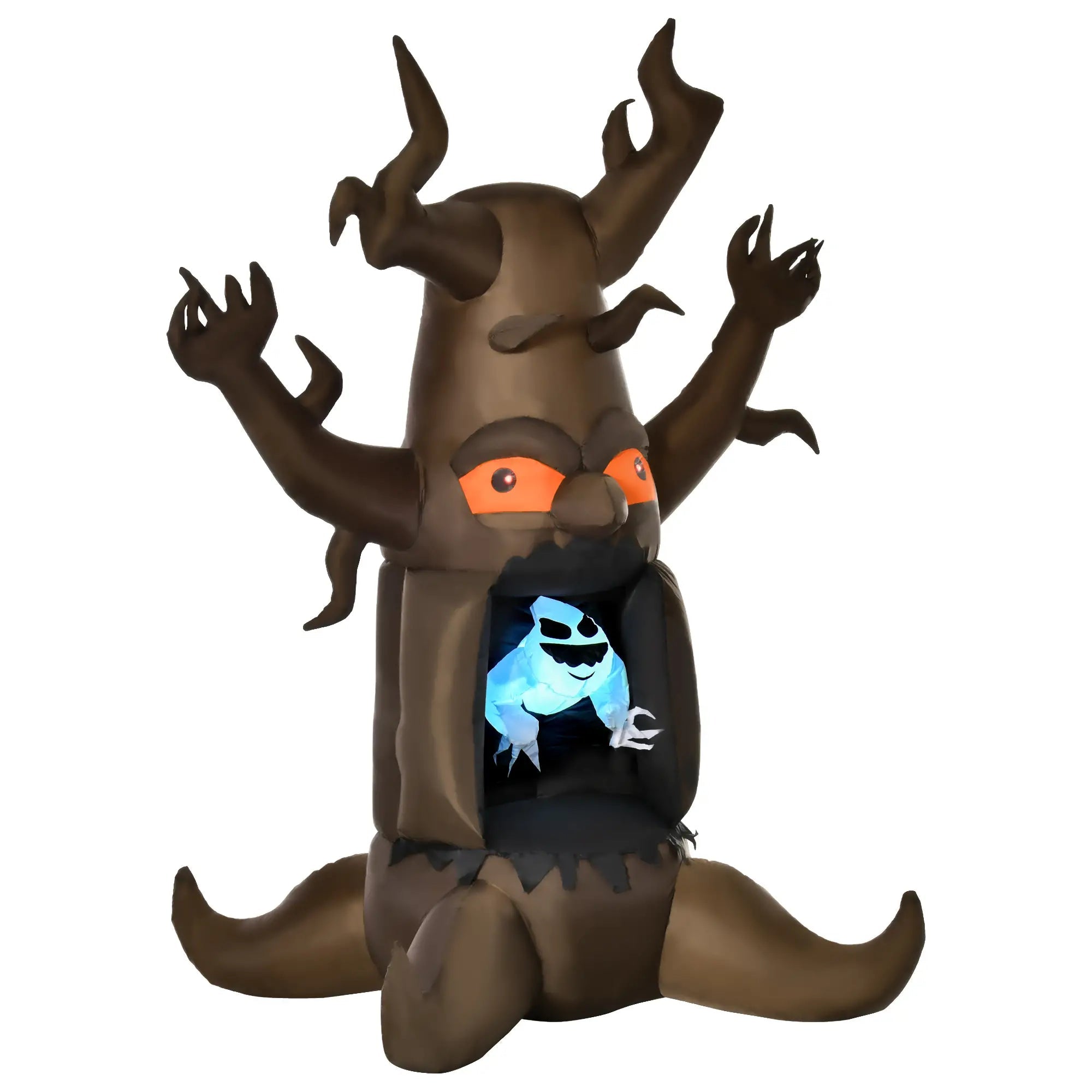 HOMCOM Inflatable Haunted Tree – LED Lighted Halloween Decoration with Owl, Ghost, and Pumpkins 