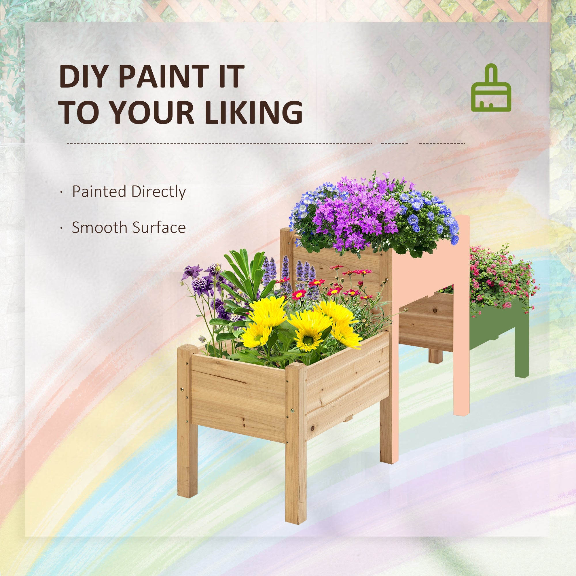 Outsunny 73" x 18" x 32" 3 Tier Raised Garden Bed w/ Three Elevated Planter Box, Freestanding Wooden Plant Stand, Natural 