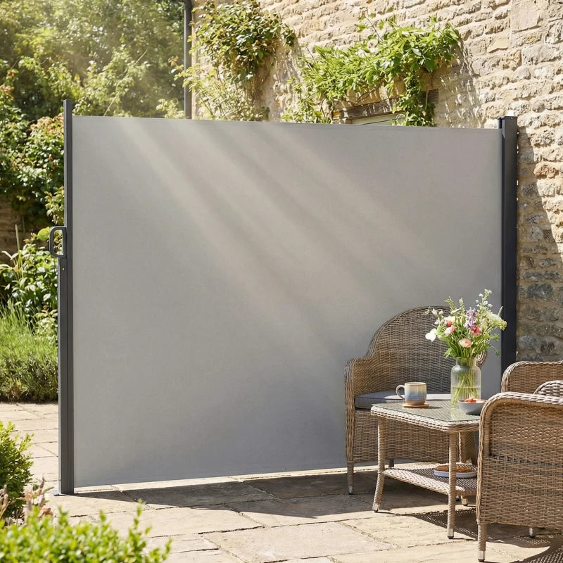 Retractable Side Awning, 165" x 73" Outdoor Privacy Screen, Water-Resistant, UV 50+, Light Grey