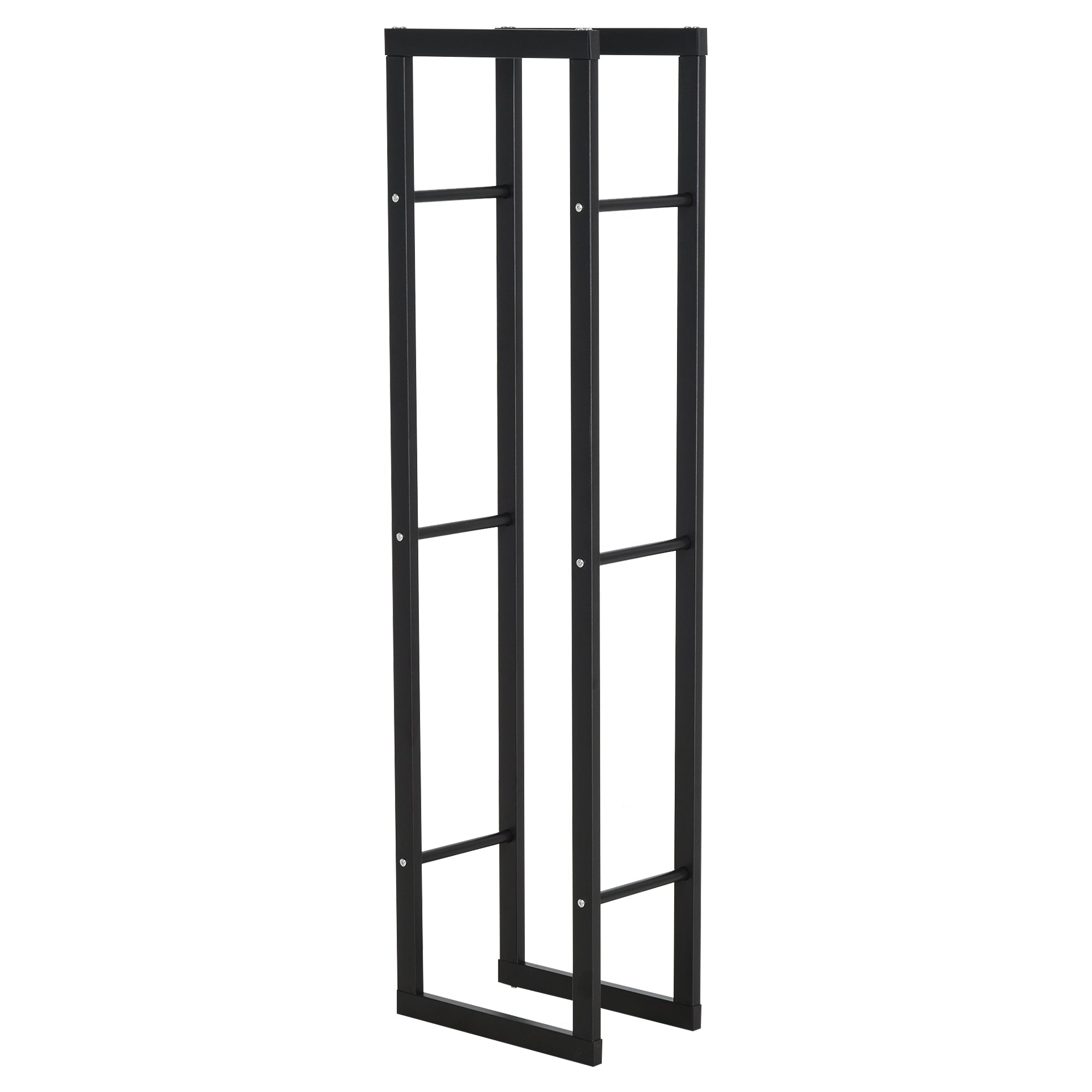 HOMCOM Firewood Rack Outdoor, Log Holder Fireplace Storage Rack with Handles and 220 lbs. Weight Capacity, 15.7" x 9.8" x 59.1", Black 