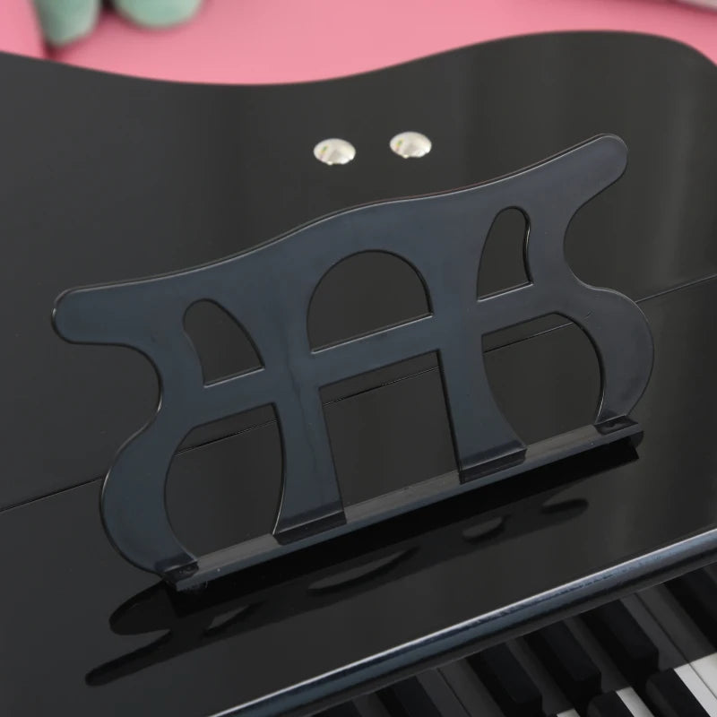 Modern Kids Piano, 30 Keys, Set of 2, Mini Toy for Child, Grand Piano with Music Stand and Bench, Ideal Gift, Black