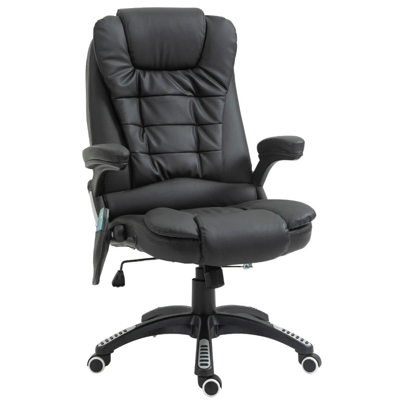 Executive Office Chairs Heated Massage High Back Reclining Office Chair Swivel Leather Adjustable Vibrating Furniture Black