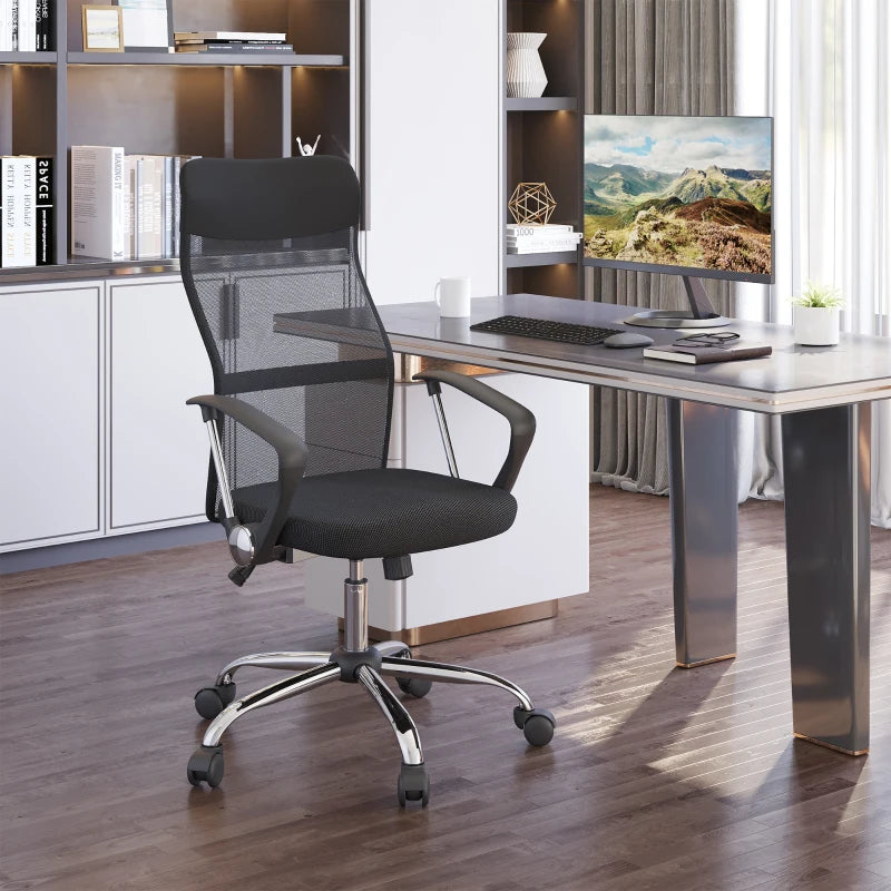 Ergonomic Mesh Office Chair, High Back Computer Desk Chair with Adjustable Height, Tilt Function, Armrest, 360° Swivel Office, Black