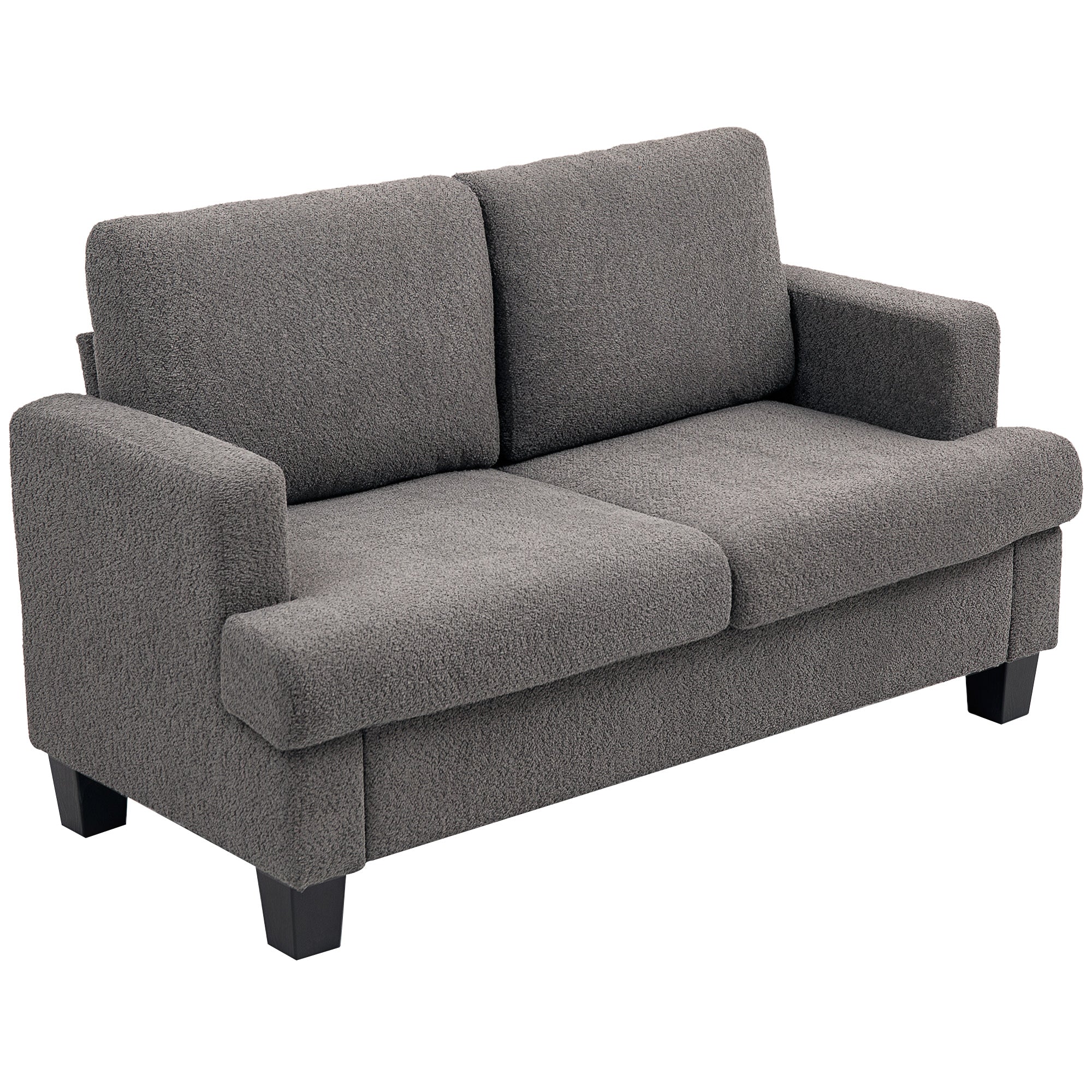HOMCOM 54.3" Loveseat Sofa, 2 Seater Sofa with Removable Cushions, Small Couch with Tapered Legs for Living Room, Dark Grey 