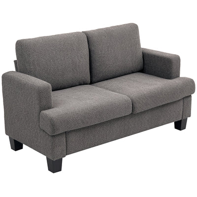 HOMCOM 54.3" Loveseat Sofa, 2 Seater Sofa with Removable Cushions, Small Couch with Tapered Legs for Living Room, Dark Grey 