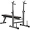 Soozier Adjustable Weight Bench Foldable Bench Press Barbell Rack Dip Station Home Gym Strength Training Workout