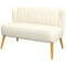 HOMCOM Modern 2 Seat Sofa for Bedroom, Upholstered Two Seater Couch with Rubber Wood Legs, Cream White