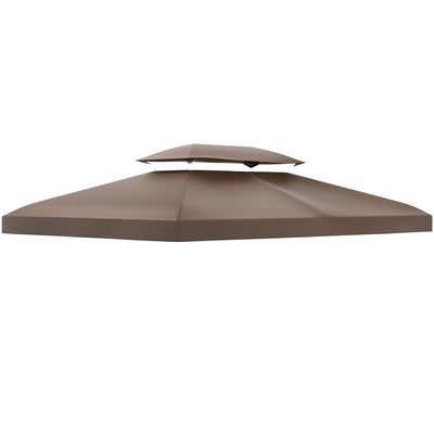 Outsunny Gazebo Replacement Canopy Top 13' x 10' 2 Tier UV Cover for Garden Patio Outdoor Brown TOP ONLY 