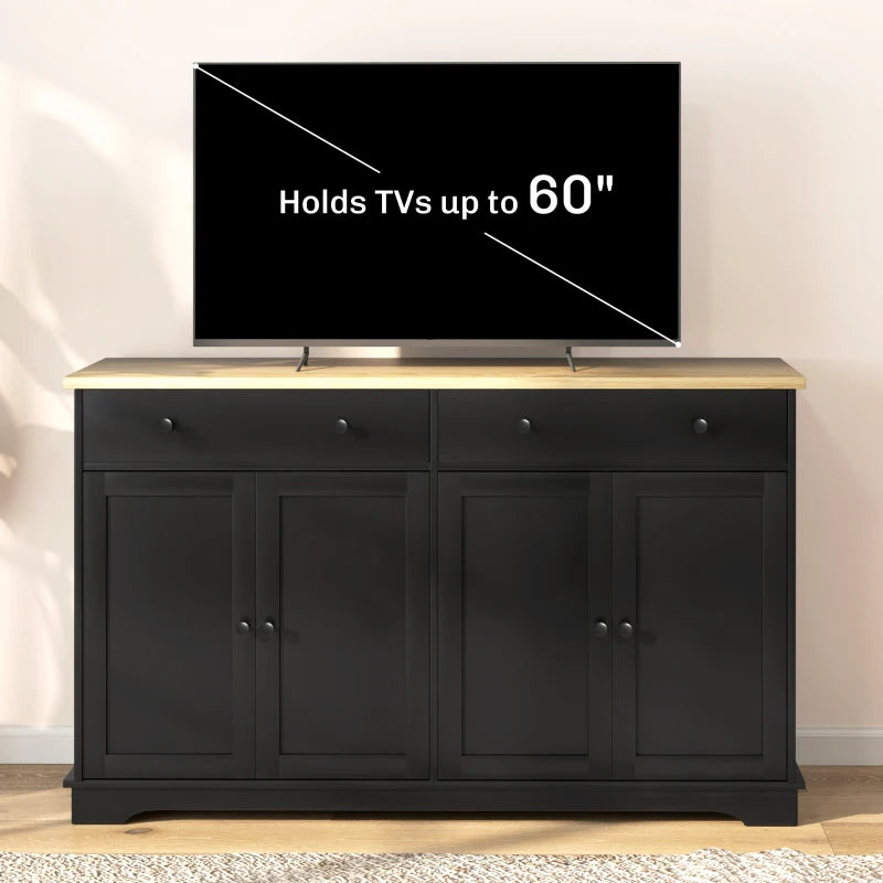 Modern Sideboard, Buffet Cabinet with Storage Drawers, Adjustable Shelves for Living Room, Dining Room, Entryway, Black