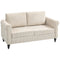 HOMCOM Vintage Loveseat, Upholstered Love Seat Furniture, Fabric 2 Seater Sofa with Rolled Arms, Rubber Wood Legs, Beige
