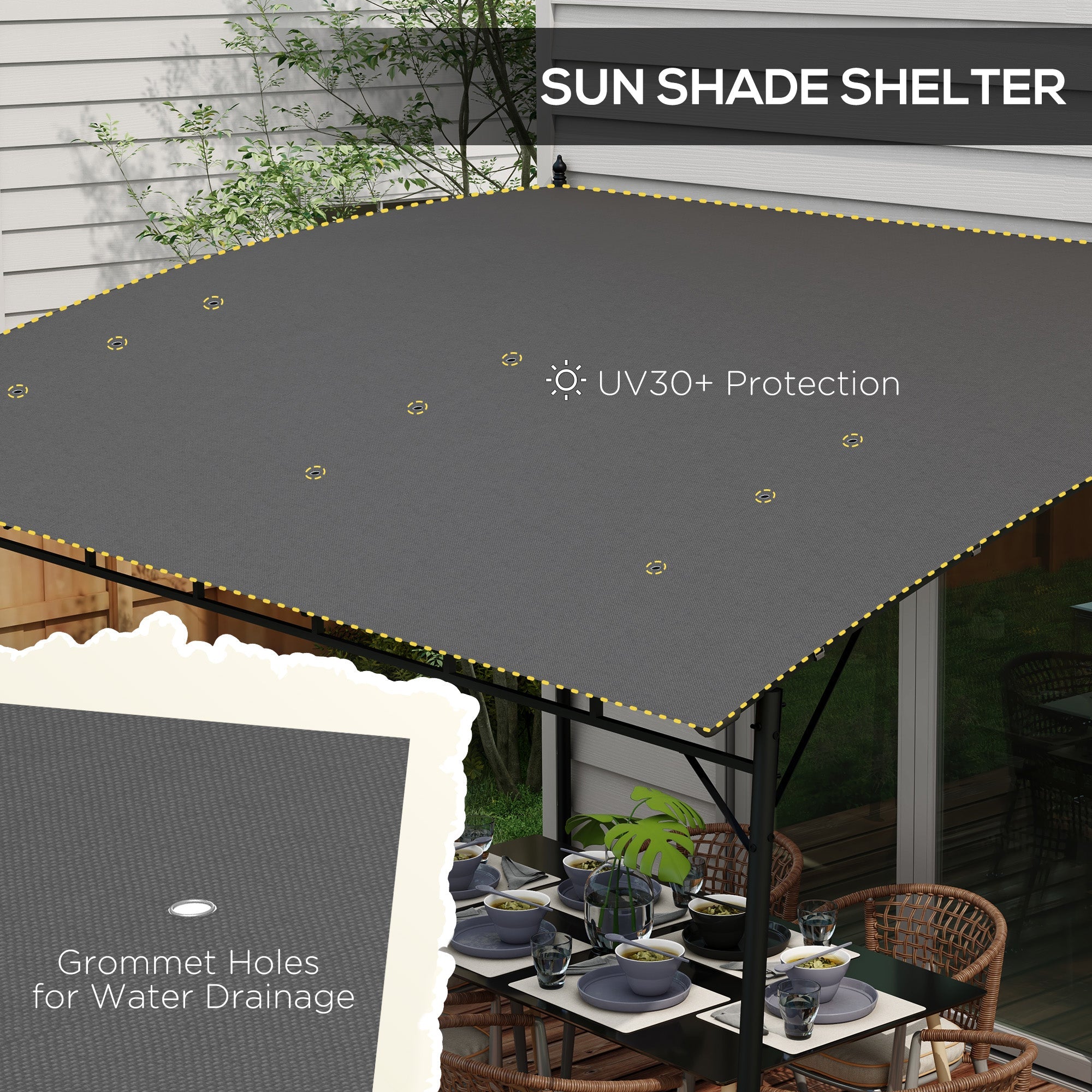 Outsunny 10' x 13' Outdoor Pergola with UV30+ Protection Canopy and Steel Frame for Porch, Patio, Deck, Backyard, Dark Grey 