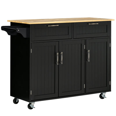 HOMCOM Dining Delight: Kitchen Serving Cart with Storage Drawers, Cabinets, Black Utility Island 