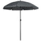 Outsunny 6FT Beach Umbrella Shade: UV50+ Vented Canopy Push Button Tilt Ruffled Dark Grey