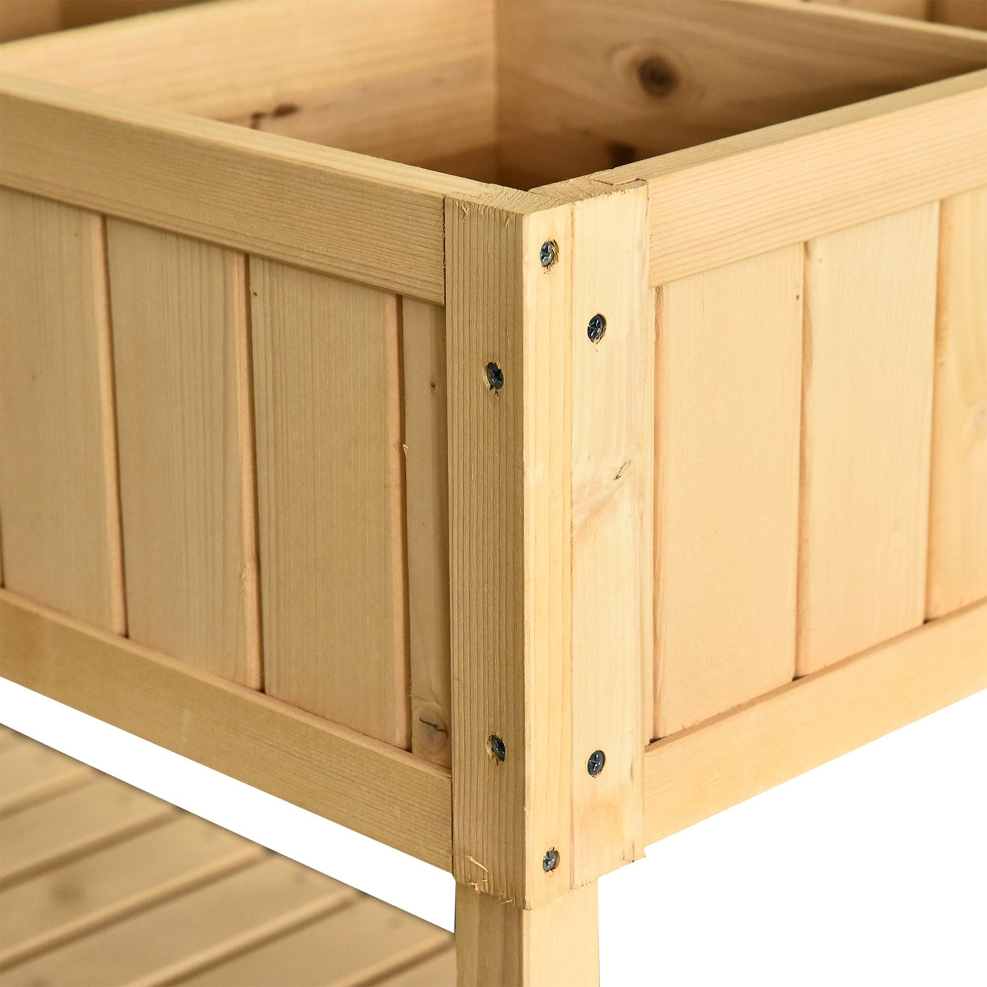 Outsunny Elevated Wooden Garden Plant Stand 43.25"x18"x30" Outdoor Raised Flower Bed 8 Grid Box Natural 