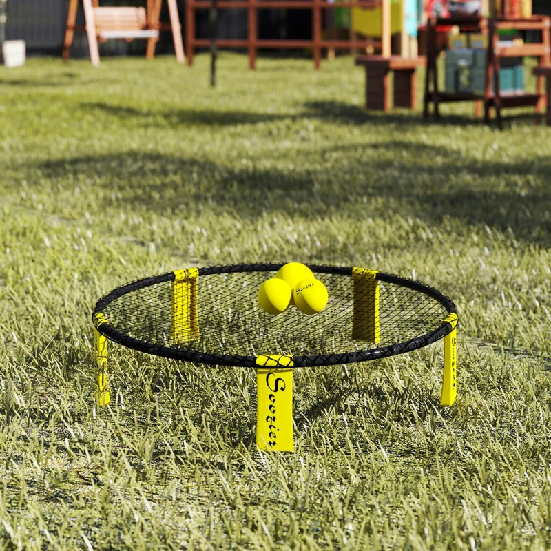 Soozier Spike Game Set, Mini Beach Games Set w/ Roundnet, 3 Balls, Pump, Carrying Bag, Portable Outdoor Games for Families