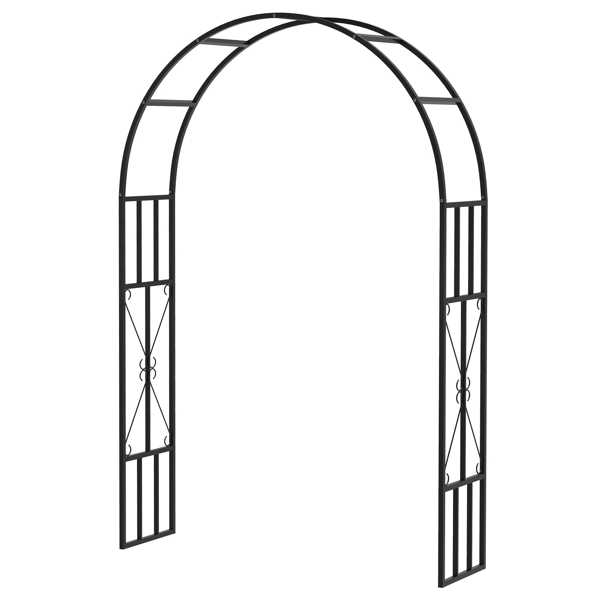 Outsunny 7.3ft Steel Garden Arch Trellis, Garden Arbor Trellis for Climbing Plants Roses Wisteria Vines, Flower Arch Wedding Arch Stand for Bridal Party Ceremony Decoration, Black 