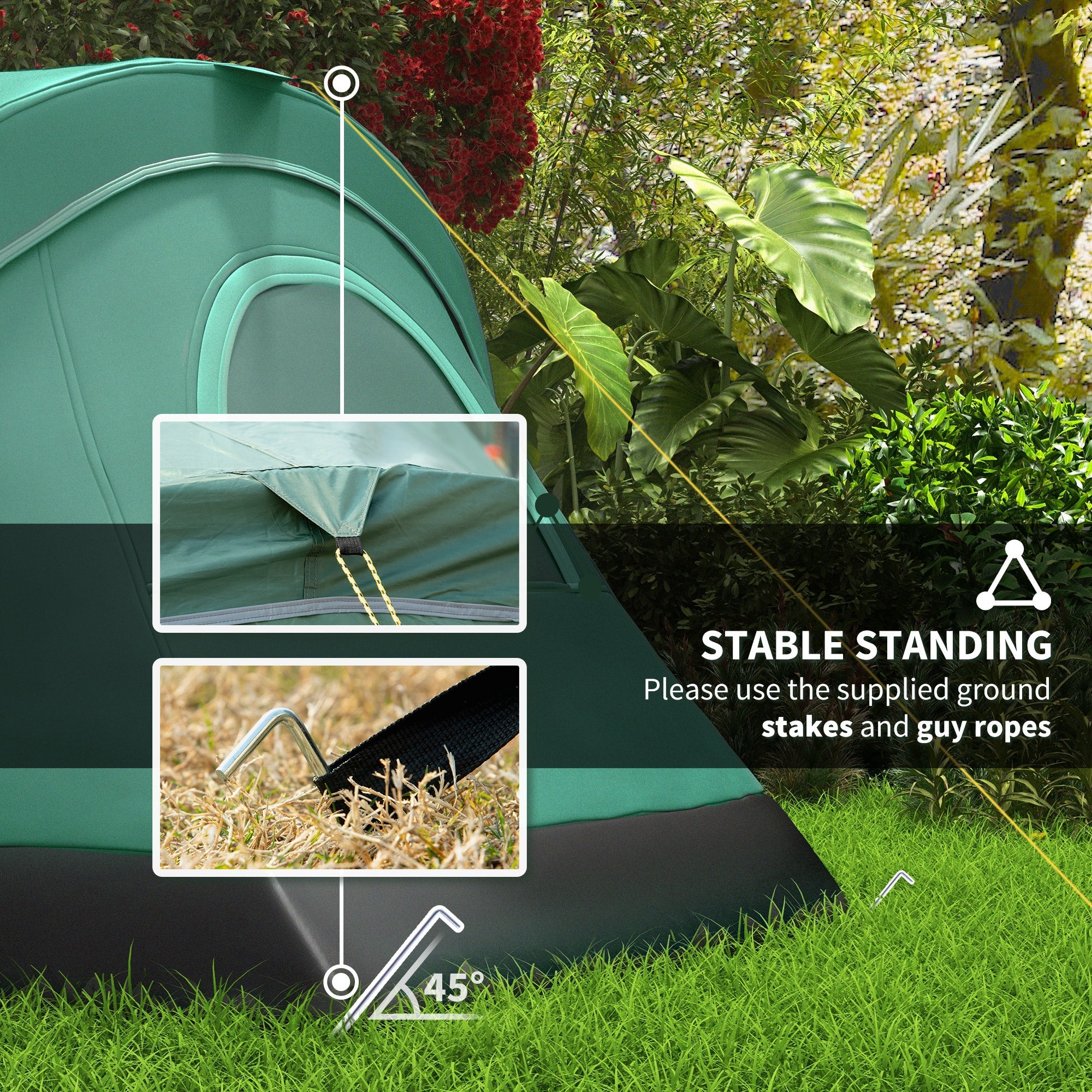 Outsunny 5-6 Person Family Tent, Outdoor Camping Tent with Lighting Hook, Carrying Bag for Camping, Hiking and Travelling, Green 