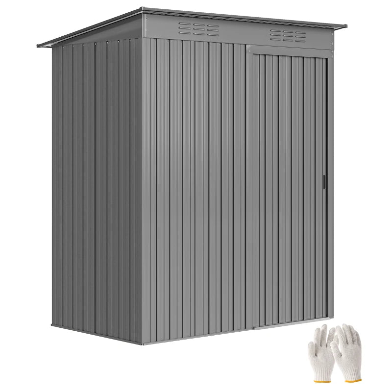 5.2' x 3.5' Outdoor Storage Shed, Easy to Assemble Metal Garden Shed, for Backyard, Lawn, Patio, Light Grey